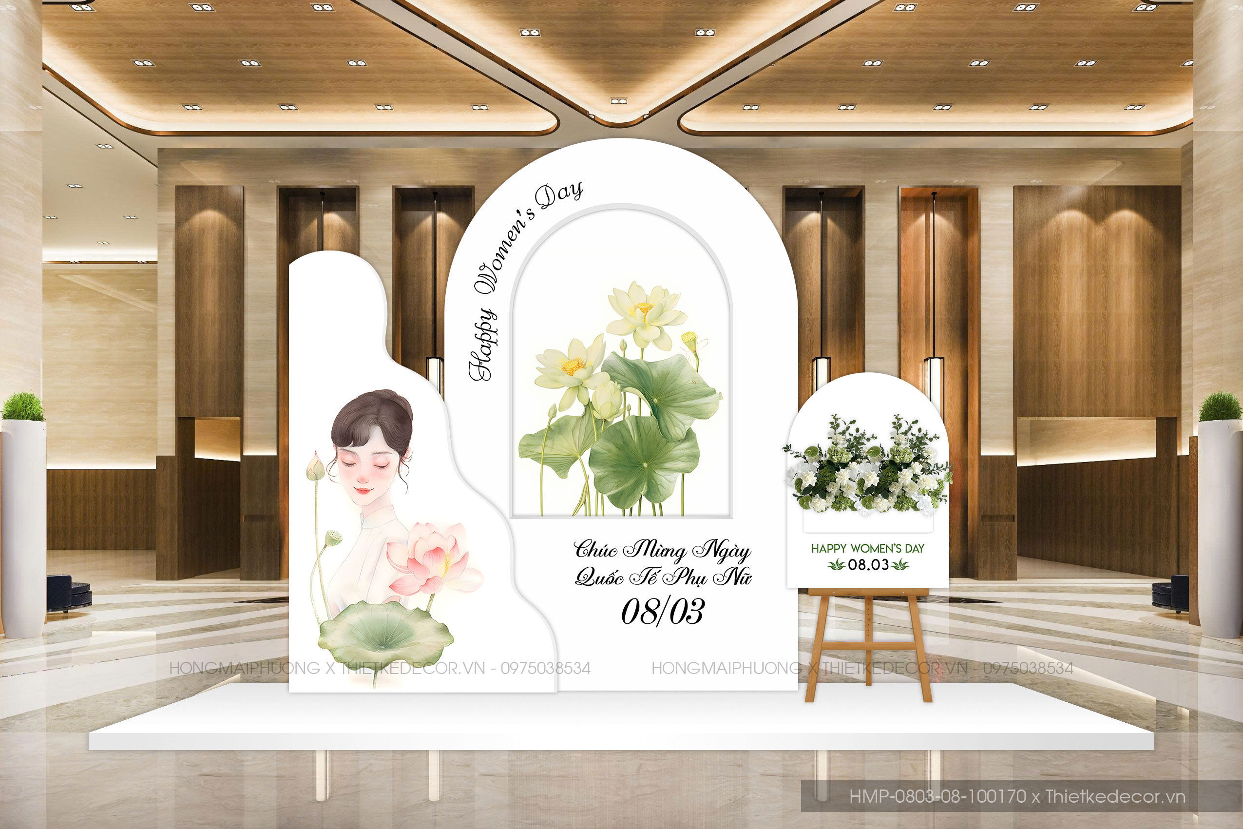 File thiết kế trang trí decor chào mừng ngày Quốc tế Phụ nữ 8 tháng 3 tone trắng xanh ló